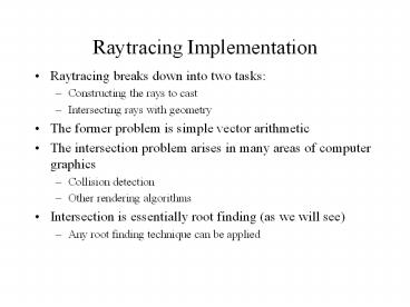 Raytracing Implementation