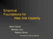Empirical Foundations for Web Site Usability