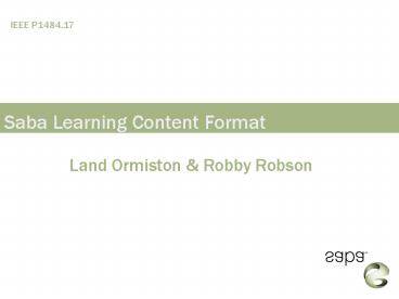 Saba Learning Content Format