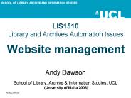 LIS1510 Library and Archives Automation Issues Website management