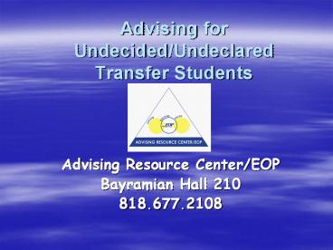 Advising for Undecided/Undeclared Transfer Students