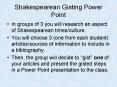Shakespearean Gisting Power Point PowerPoint PPT Presentation