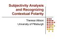 Subjectivity Analysis and Recognizing Contextual Polarity PowerPoint PPT Presentation