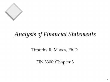 Analysis of Financial Statements