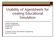 Usability of Agentsheets for creating Educational Simulation