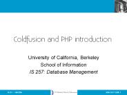 Coldfusion and PHP introduction