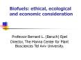 Biofuels: ethical, ecological and economic consideration PowerPoint PPT Presentation