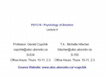 PSYC18 - Psychology of Emotion