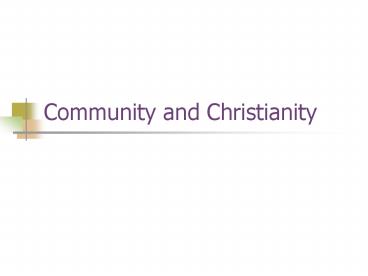 Community and Christianity