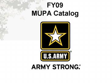FY09 MUPA Catalog