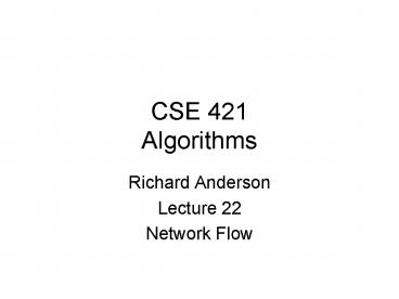 CSE 421 Algorithms