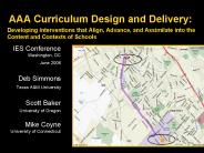 AAA Curriculum Design and Delivery: