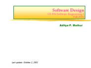 Software Design CS 406 Software Engineering I Fall 2001