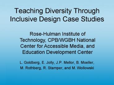 Teaching Diversity Through Inclusive Design Case Studies