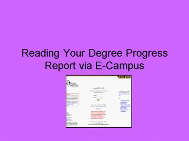 Reading Your Degree Progress Report via ECampus