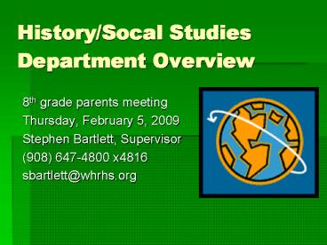 HistorySocal Studies Department Overview