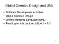 Object Oriented Design and UML PowerPoint PPT Presentation