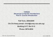CS5222 Advanced Computer Architecture Part 0: Course Introduction