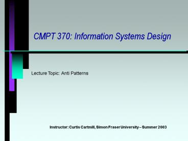 CMPT 370: Information Systems Design
