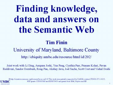 Finding knowledge, data and answers on the Semantic Web