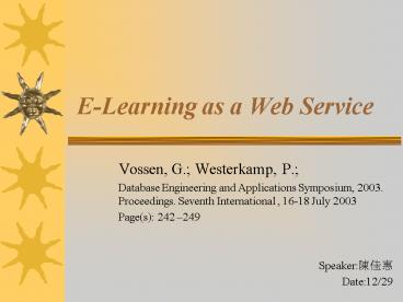 ELearning as a Web Service