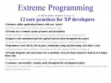 Extreme Programming ref. IEEE the Institute, Newsletter Vol 26, no. 11