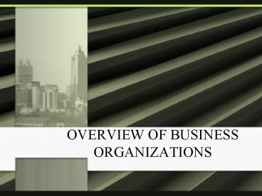 OVERVIEW OF BUSINESS ORGANIZATIONS