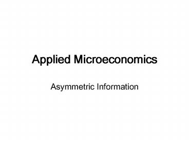 Applied Microeconomics