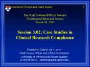 Session 3.02: Case Studies in Clinical Research Compliance