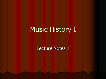 Music History I