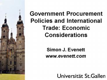 Government Procurement Policies and International Trade: Economic Considerations