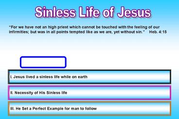 Sinless Life of Jesus