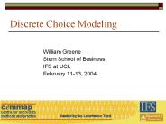 Discrete Choice Modeling