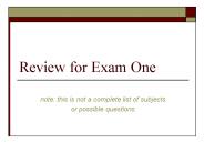 Review for Exam One