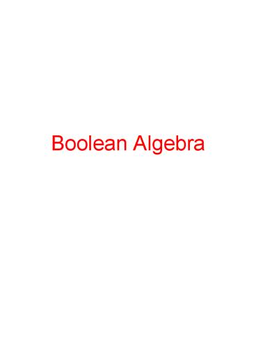 Boolean Algebra presentation | free to view