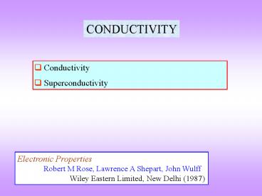 CONDUCTIVITY