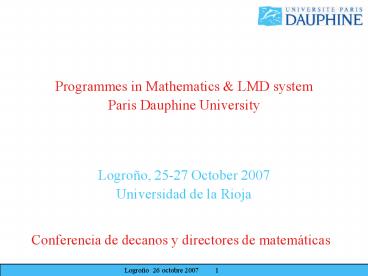 Programmes in Mathematics
