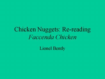 Chicken Nuggets: Rereading Faccenda Chicken