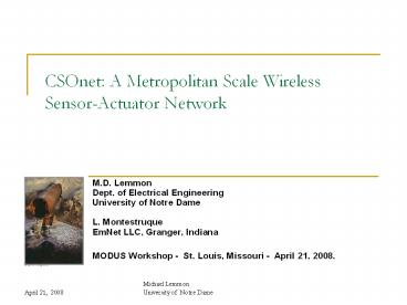 Michael Lemmon University of Notre Dame