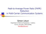 Peak-to-Average Power Ratio (PAPR)  Reduction in Multi-Carrier Communication Systems