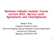BerkeleyHelsinki Summer Course Lecture