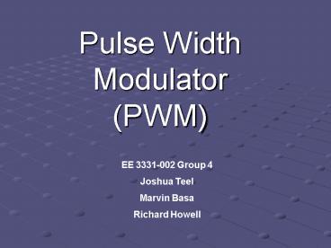 Pulse Width Modulator PWM presentation | free to view