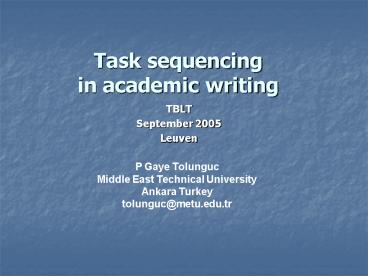Task sequencing in academic writing