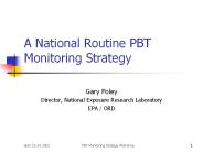 A National Routine PBT Monitoring Strategy