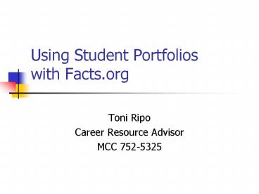 Using Student Portfolios with Facts.org