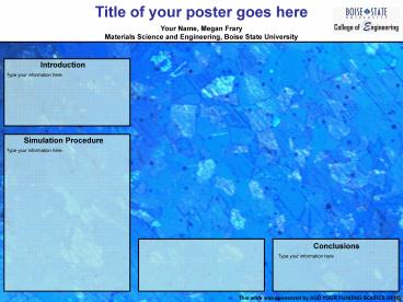 Title of your poster goes here