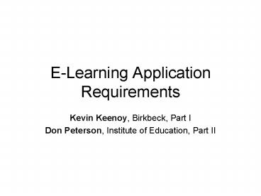 ELearning Application Requirements