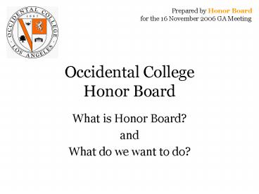 Occidental College Honor Board