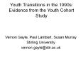 Youth Transitions in the 1990s: Evidence from the Youth Cohort Study PowerPoint PPT Presentation