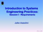 Introduction to Systems Engineering Practices: Session I - Requirements